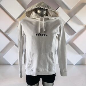 Branéu White Hoodie with Front Pocket and text on Hoodie